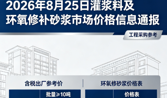 泰丰办事处2026年8月25日灌浆料及环氧修补砂浆市场价格信息通报